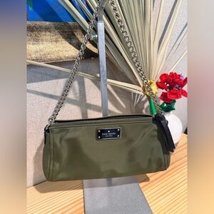 Kate Spade Olive Green Clutch with Chain Strap